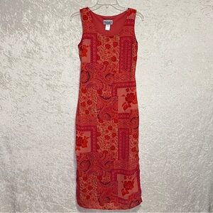MICHAEL K & COMPANY Vintage Maxi Dress Womens S‎ Pencil Lined Tie Backs Pinks